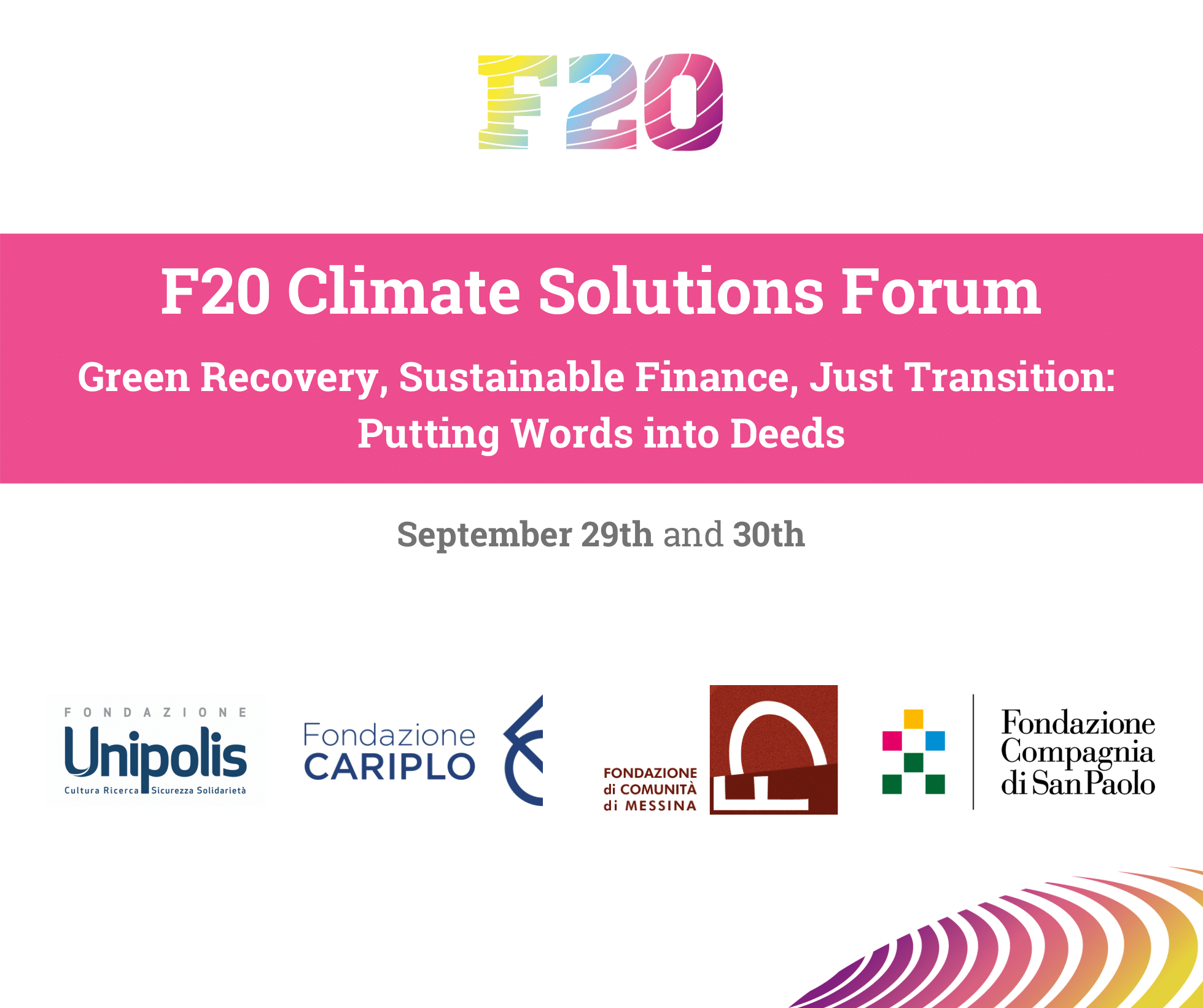 Climate Solutions Forum, 29 e 30 settembre. A Milano ci saremo anche noi